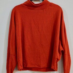 Red mock neck ribbed sweater